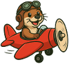 Adventurous otter on the plane
