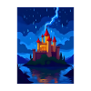 Enchanted Castle with Night Lightning