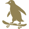 Minimalist Penguin Skateboarder Silhouette