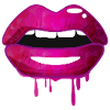 Purple glossy lips in graffiti style