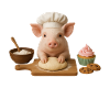 Pig Baking Cake Bread