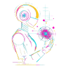 Futuristic robot with neon look