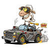 Whimsical Sheep Racing Car Illustration
