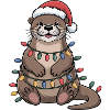 Cute otter with Christmas hat