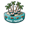 Palm Trees Beach Sushi Paradise