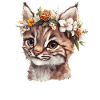 Wildcat with flower wreath