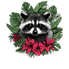 Raccoon in tropical look
