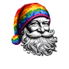 Lebendiger Weihnachtsmann mit Regenbogenhut
