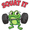 Funny frog with dumbbell