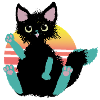 doodle cat blob, says Hi