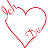 Rotes Herz mit Schriftzug Ich & Du