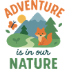Nature adventure with fox and mountains