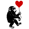 Monkey with Red Heart Balloon