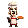 Waschbär als Pizzabäcker - Tier Grafik Design