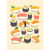 Lebendige Sushi-Sortiment-Illustration