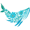 Nordic Floral - Blue Whale