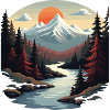 Mountain paradise with sunset