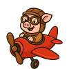 Expressive pig pilot in retro style