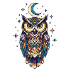 Mystical owl constellation at night