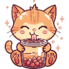 Cat drinks bubble tea