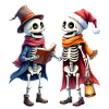 Christmas Skeletons with Hat and Book