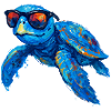 Bunter Surfer-Schildkröte mit Sonnenbrille