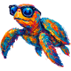 Bunte Schildkröte mit Sonnenbrille