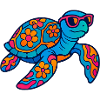Bunte Blumentier-Schildkröte mit Sonnenbrille