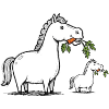 Cheval humoristique avec carotte