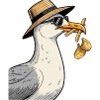 Cartoon seagull with summer hat