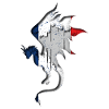 Flag of France - France - Dragon Silhouette