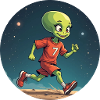 Alien runner with soccer jersey