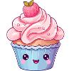 Kawaii Strawberry Cupcake Design