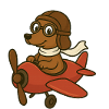 Adventurous dog pilot in airplane