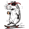 Skateboard Rongeur avec Chemise Café