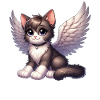 Cute Cat Angel Wings Cartoon