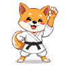 Martial arts Shiba-inu with karate suit