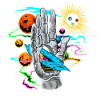Cosmic Hand with Planetary Orbits
