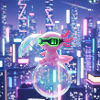 Dragon néon futuriste avec équipement VR
