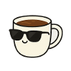Coffee cup with sunglasses illustration