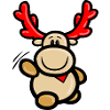 Comic reindeer Elmondo waving happily