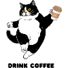 Whimsical Cat Coffee Dance Design