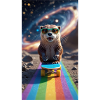 Funny raccoon on skateboard with sunglasses