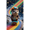 Supersportlicher Otter mit Regenbogenbahn