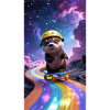 Space otter with skateboard