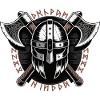 Wikinger-Krieger-Schild und Axt-Emblem