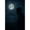 Night silhouette under the moon