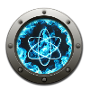 Futuristic Atomic Blue Energy Badge