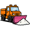 Lustiger Schneepflug mit Schneeschieber