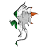 Flag of Ireland - Ireland - Dragon Silhouette